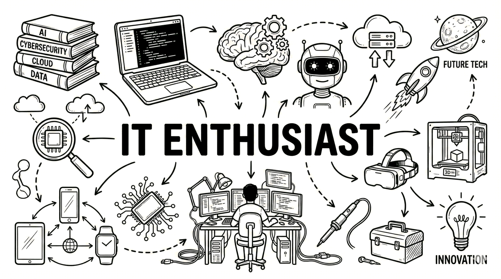 Ilustrasi abstrak IT Enthusiast