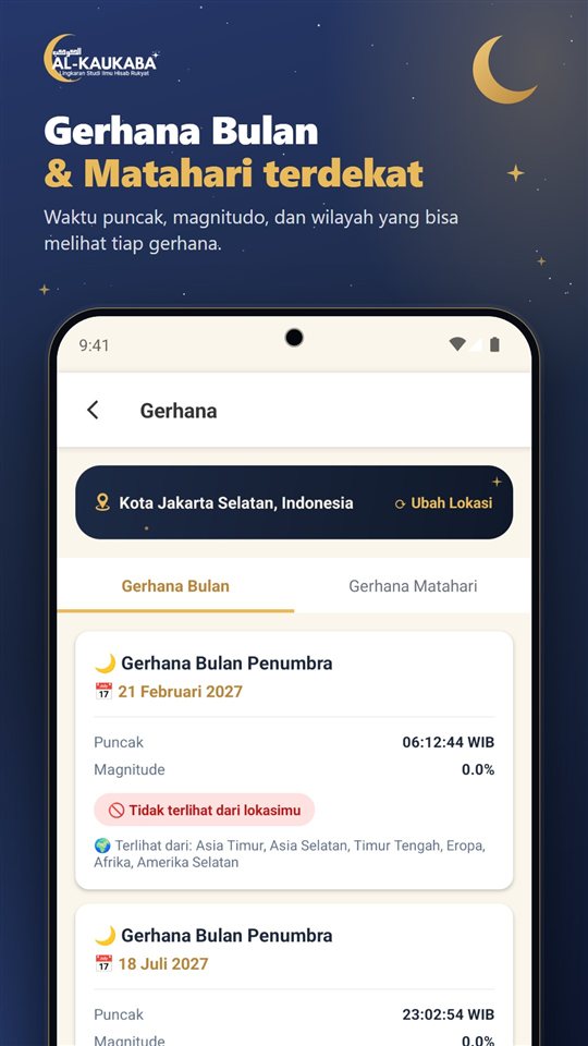 Fitur gerhana di Al-Kaukaba